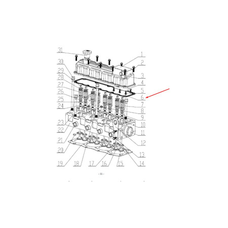 Прокладка клапанной крышки двигателя YUCHAI YCD4J22T-115 от интернет-магазина rossel.by